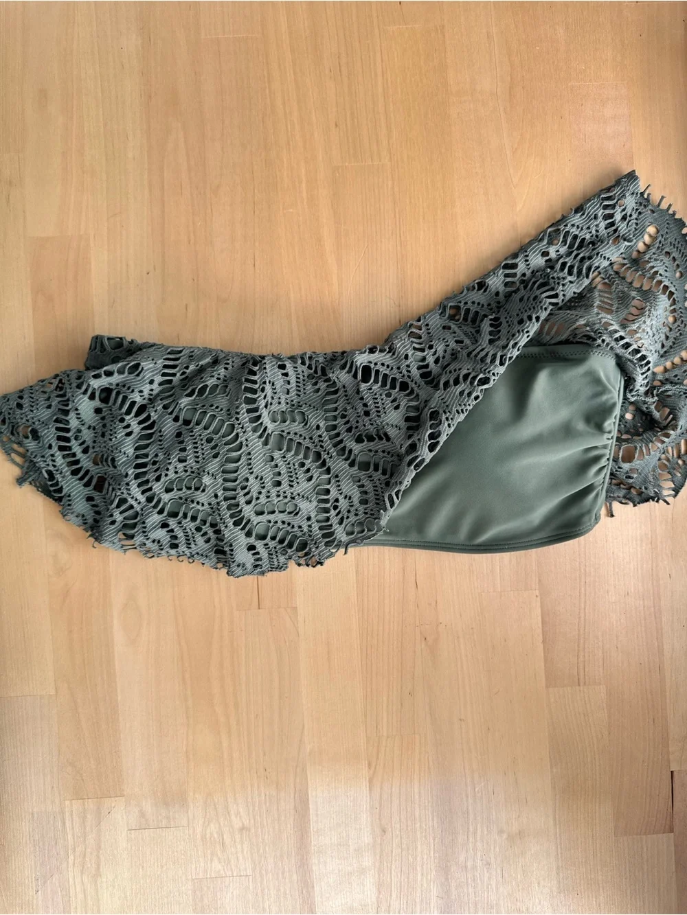 aerie Strapless Bandeau Bikini Top - Olive Green
